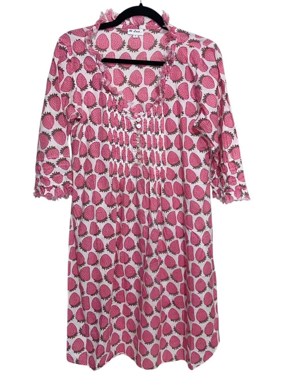 At Last… Dress Womens Size 10 Annabel Strawberry Print Tunic Cottagecore Boho